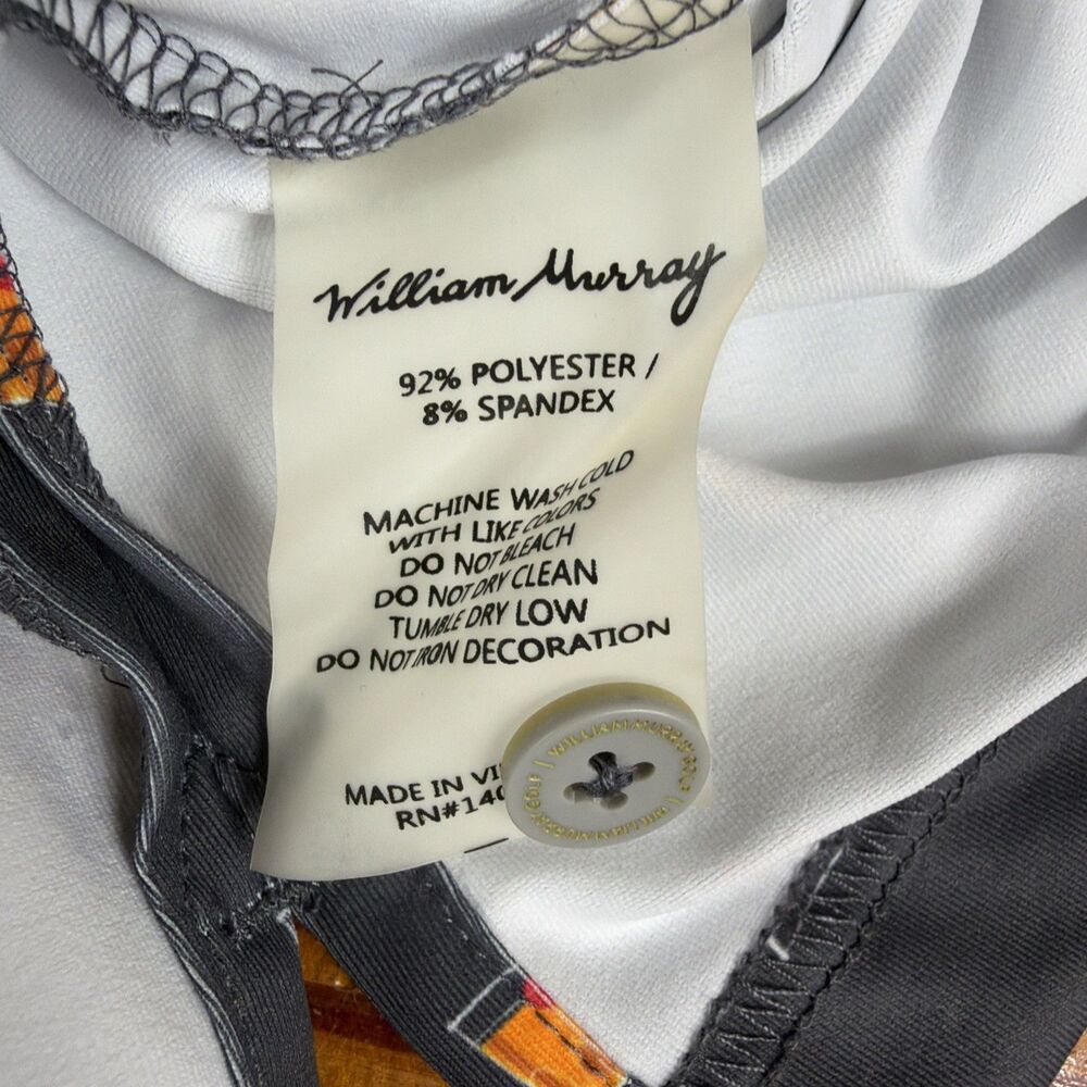 William Murray Polo Shirt Mens Medium Gray Cocktails Graphic Golf Athletic - Picture 8 of 9